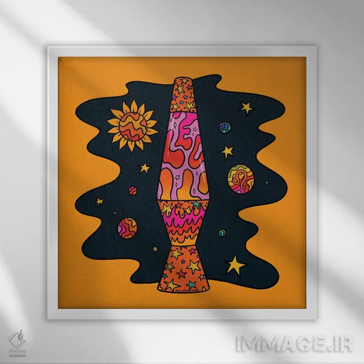 تابلو لامپ لاوا متولد مرداد (برج اسد) اثر دودل بای مگ (استودیوی هنری) - نمای قابدار سفید
