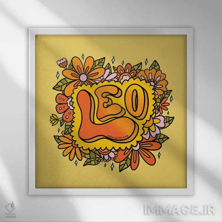 تابلو گلهای متولد مرداد (برج اسد) اثر دودل بای مگ (استودیوی هنری) - نمای قابدار سفید