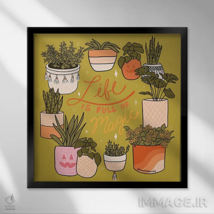 تابلو زندگی پر از جادوست اثر دودل بای مگ (استودیوی هنری) - نمای قابدار مشکی