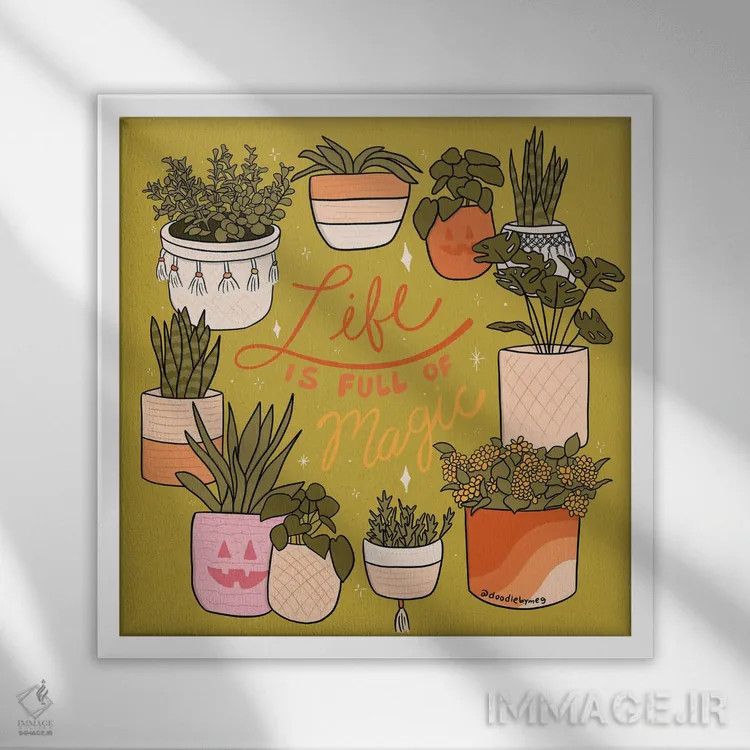 تابلو زندگی پر از جادوست اثر دودل بای مگ (استودیوی هنری) - نمای قابدار سفید