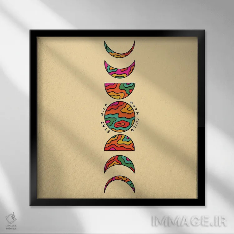 تابلو مراحل ماه (اهله ماه) اثر دودل بای مگ (استودیوی هنری) - نمای قابدار مشکی