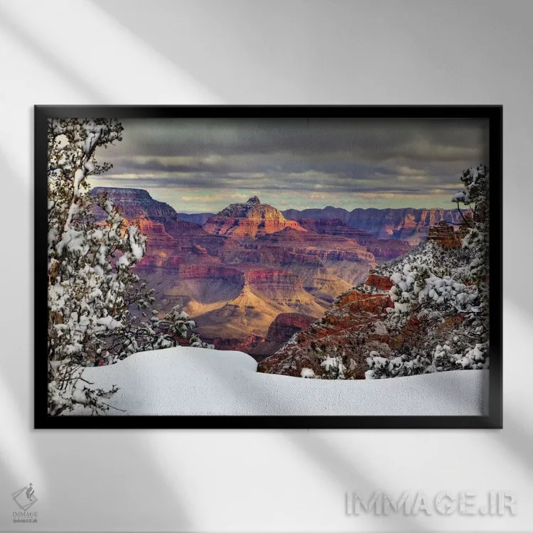 تابلو گرند کنیون برفی I اثر دیوید دروست - نمای قابدار مشکی