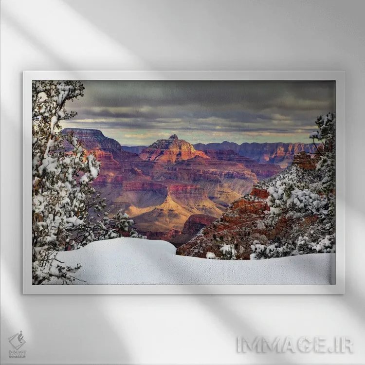 تابلو گرند کنیون برفی I اثر دیوید دروست - نمای قابدار سفید