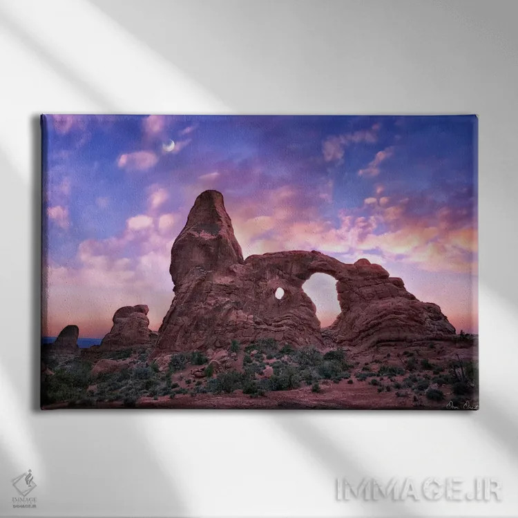 تابلو غروب آفتاب در بیابان I اثر دیوید دروست - نمای روبهرو روی دیوار