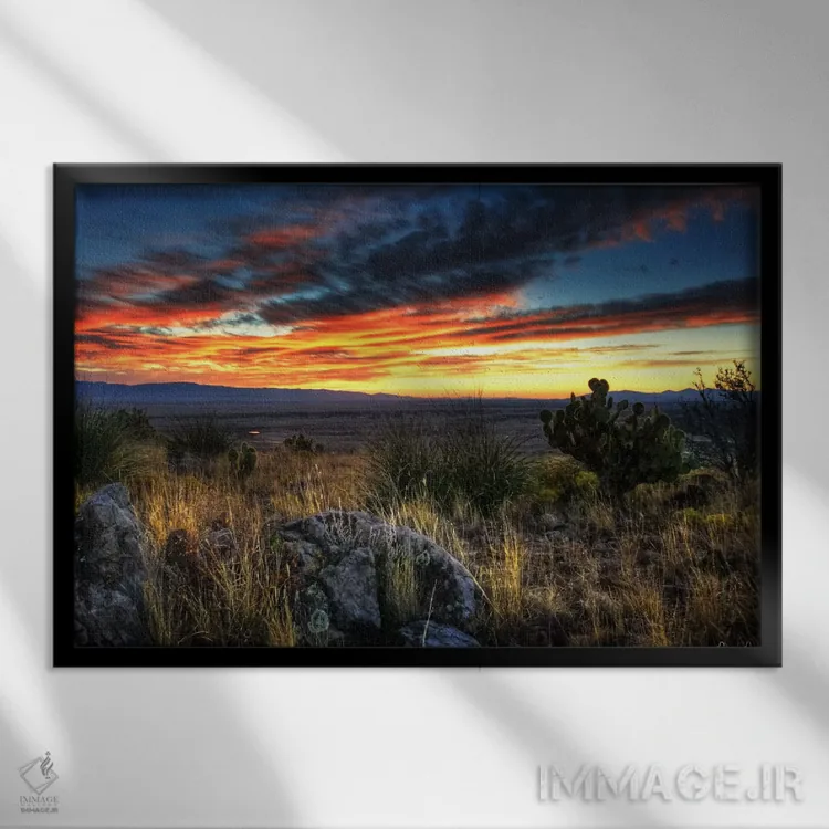 تابلو غروب آفتاب در بیابان IV اثر دیوید دروست - نمای قابدار مشکی