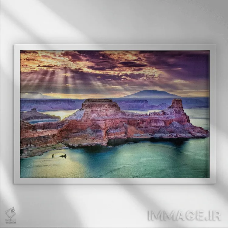 تابلو نمای درهٔ دریاچه II اثر دیوید دروست - نمای قابدار سفید