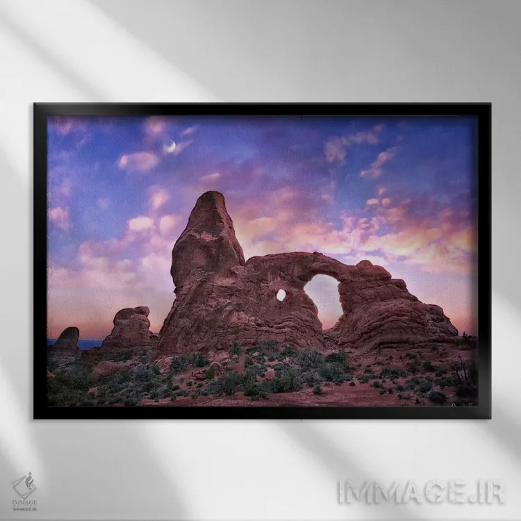 تابلو غروب آفتاب در بیابان I اثر دیوید دروست - نمای قابدار مشکی