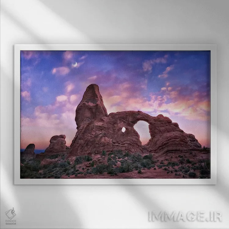 تابلو غروب آفتاب در بیابان I اثر دیوید دروست - نمای قابدار سفید