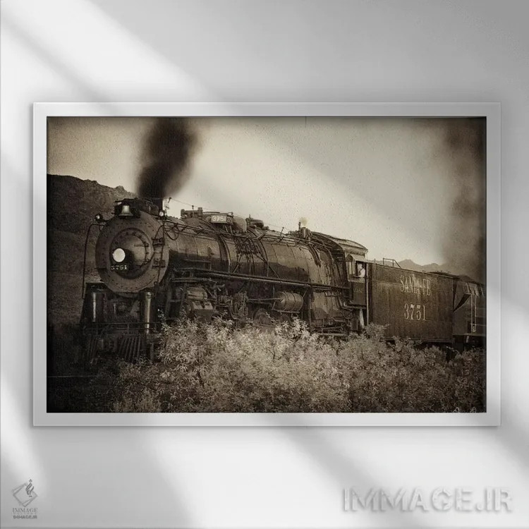 تابلو ورود قطار I اثر دیوید دروست - نمای قابدار سفید