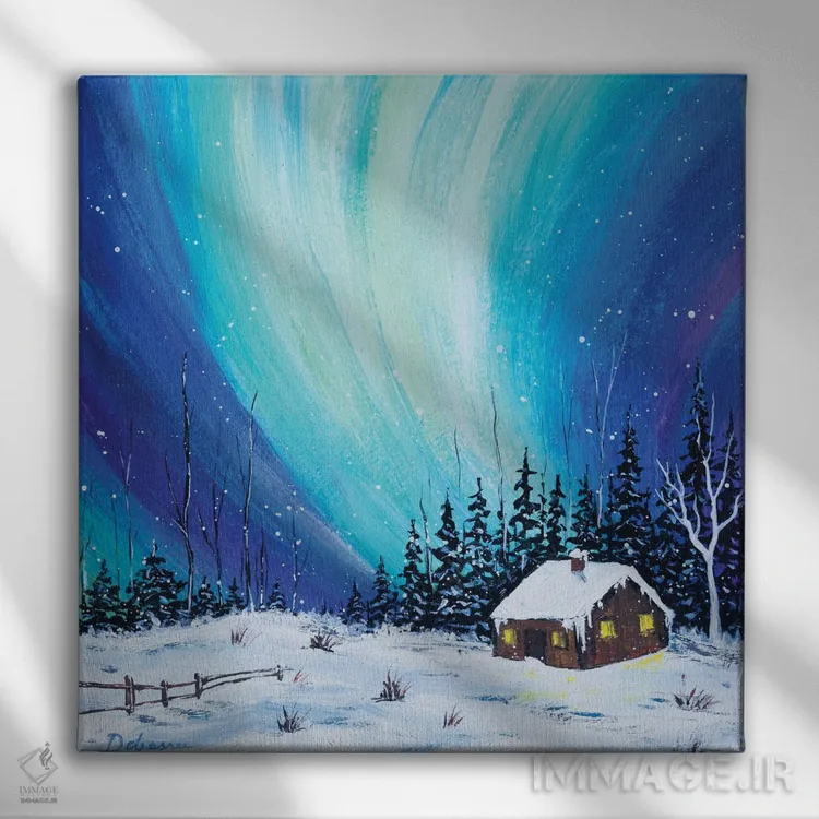 تابلو شب شفق قطبی II اثر دباسری دی - نمای روبهرو روی دیوار