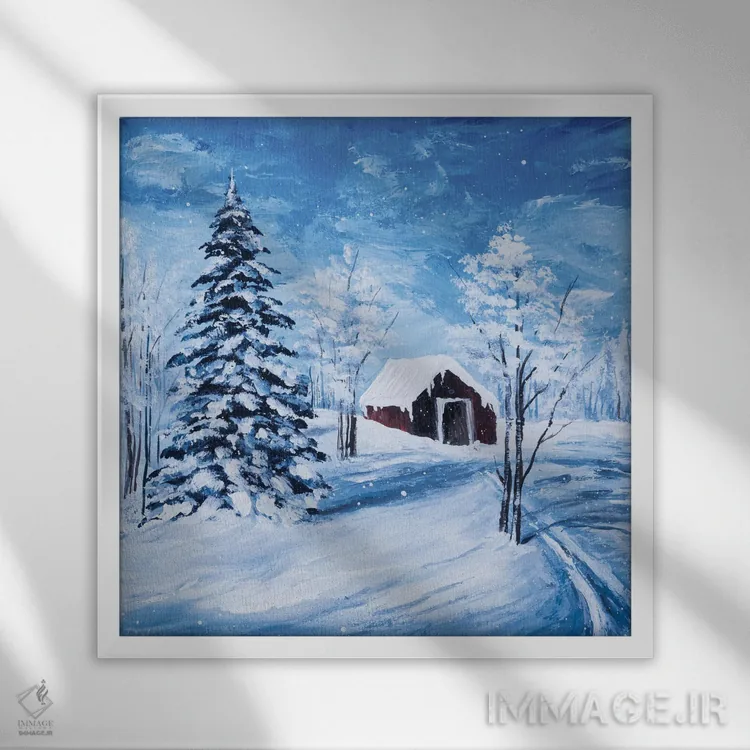 تابلو روزی برفی اثر دباسری دی - نمای قابدار سفید