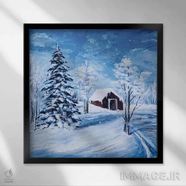 تابلو روزی برفی اثر دباسری دی - نمای قابدار مشکی
