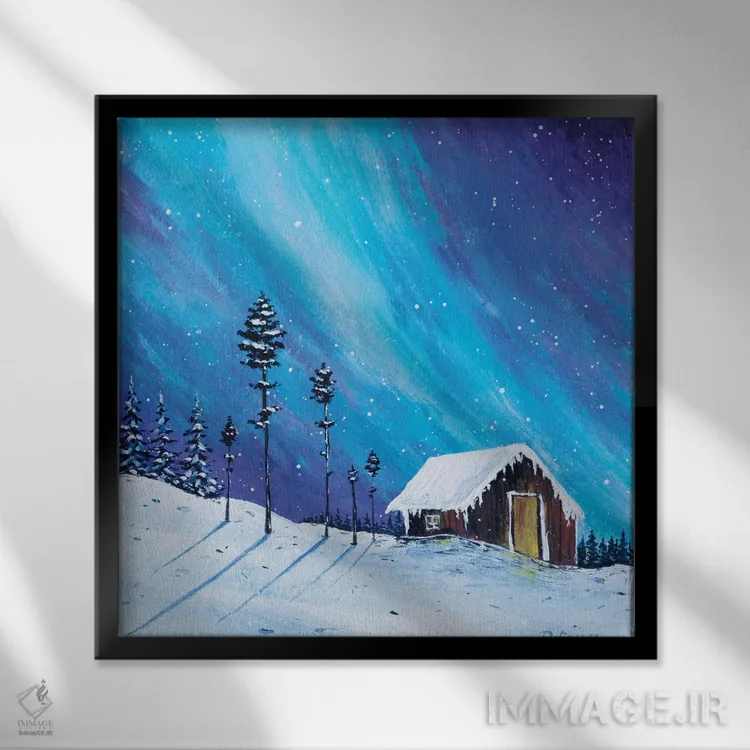 تابلو شب شفق قطبی III اثر دباسری دی - نمای قابدار مشکی