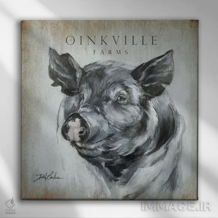 تابلو مزرعههای اوینکویل (صدای خوک) اثر دبی کولز - نمای روبهرو روی دیوار