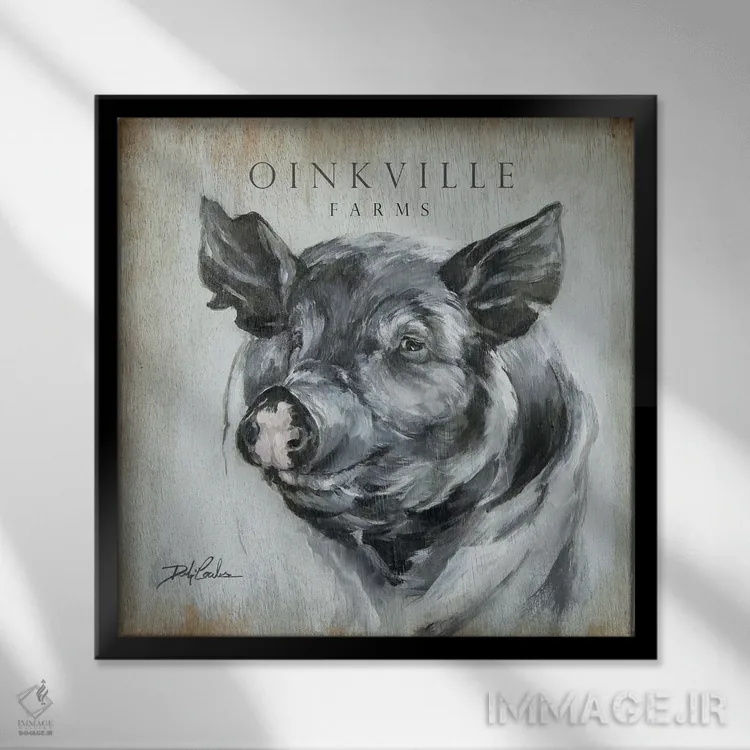 تابلو مزرعههای اوینکویل (صدای خوک) اثر دبی کولز - نمای قابدار مشکی