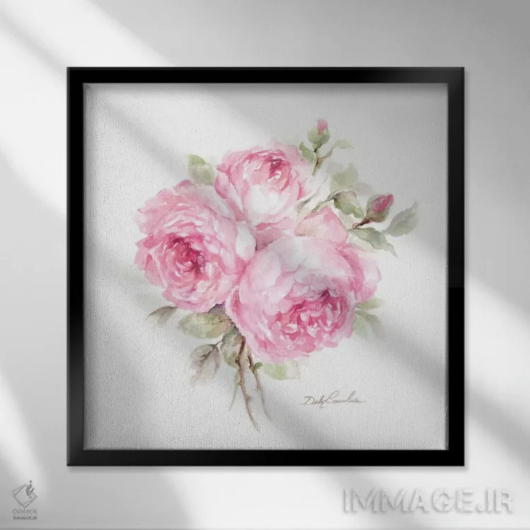 تابلو رزهای انگلیسی اثر دبی کولز - نمای قابدار مشکی