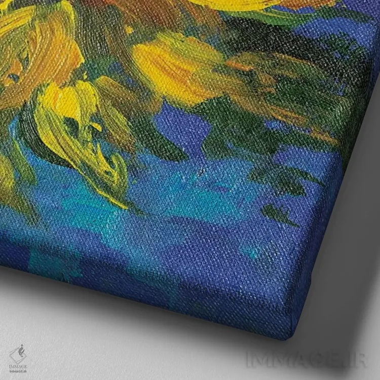 تابلو آفتابگردان II اثر دبی کولز - نمای نزدیک بافت بوم