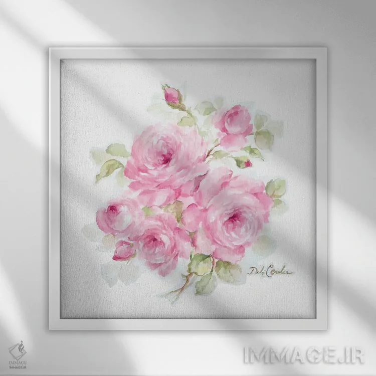تابلو رزهای عاشقانه اثر دبی کولز - نمای قابدار سفید