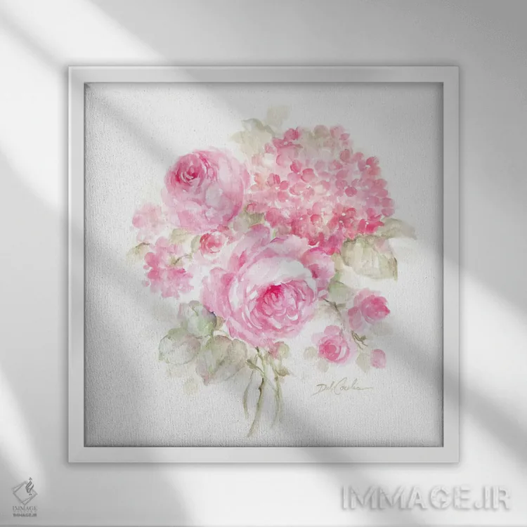 تابلو رزها و ادریسیها II اثر دبی کولز - نمای قابدار سفید