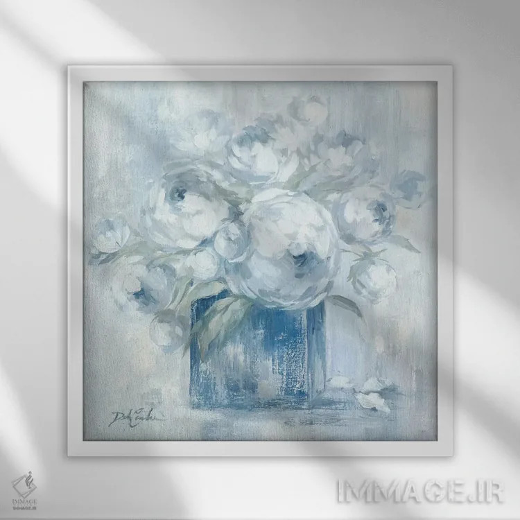 تابلو پیونیهای سفید اثر دبی کولز - نمای قابدار سفید