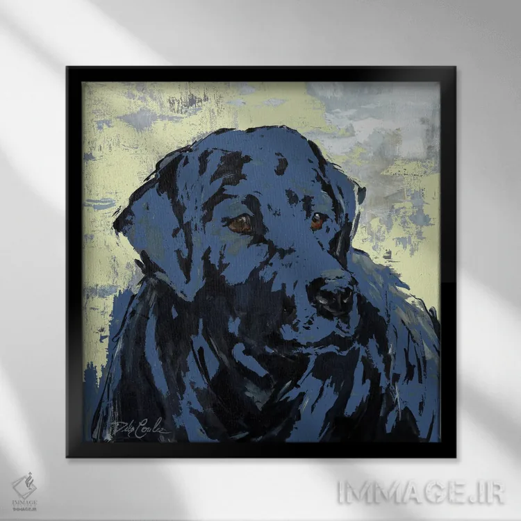 تابلو لابرادور وفادار ۲ (سگ) اثر دبی کولز - نمای قابدار مشکی