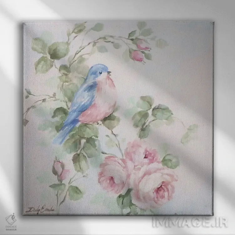 تابلو آواز پرندهٔ آبی ۱ اثر دبی کولز - نمای روبهرو روی دیوار