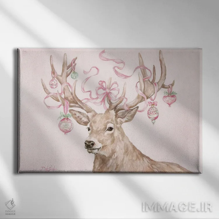 تابلو گوزن کریسمس اثر دبی کولز - نمای روبهرو روی دیوار