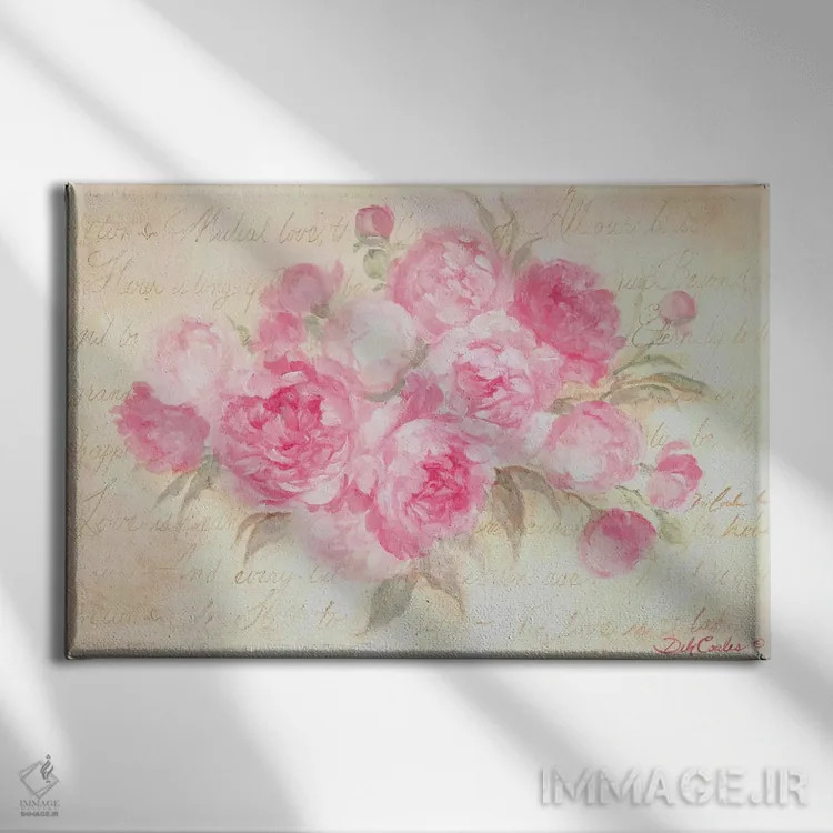 تابلو اشتیاق پئونیها اثر دبی کولز - نمای روبهرو روی دیوار