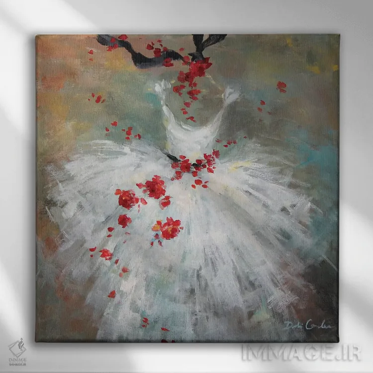 تابلو روژ ۲ (قرمز/فرانسوی) اثر دبی کولز - نمای روبهرو روی دیوار