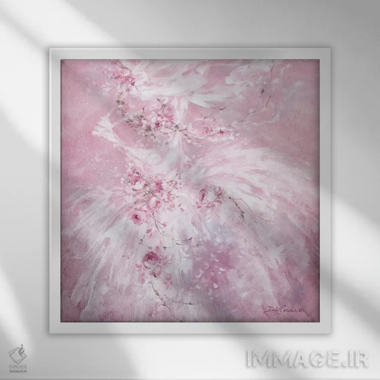 تابلو رویاهای صورتی اثر دبی کولز - نمای قابدار سفید