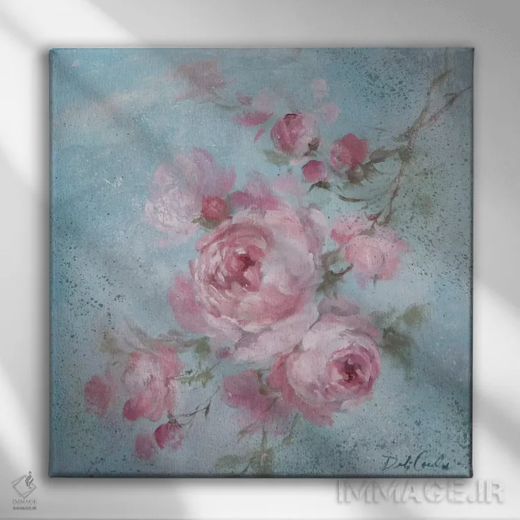 تابلو رز زمستانی ۱ اثر دبی کولز - نمای روبهرو روی دیوار