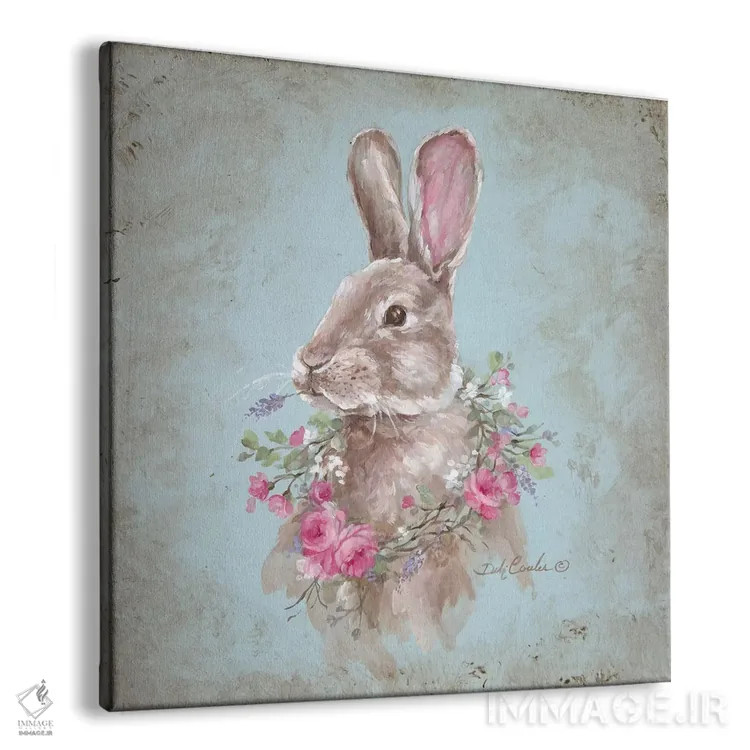تابلو خرگوش با تاج گل اثر دبی کولز - نمای پرسپکتیو محصول