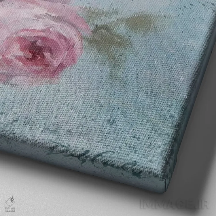 تابلو رز زمستانی ۱ اثر دبی کولز - نمای نزدیک بافت بوم