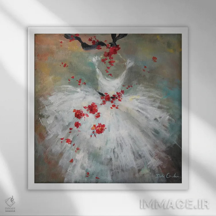 تابلو روژ ۲ (قرمز/فرانسوی) اثر دبی کولز - نمای قابدار سفید