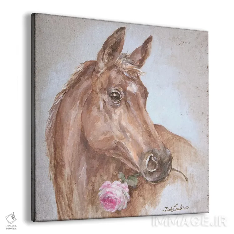 تابلو اسب با گل رز اثر دبی کولز - نمای پرسپکتیو محصول