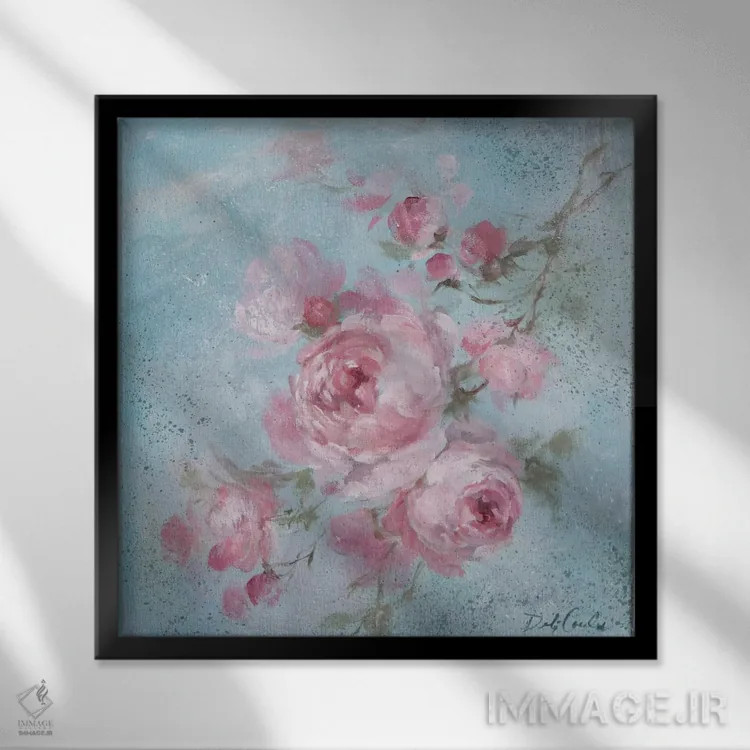 تابلو رز زمستانی ۱ اثر دبی کولز - نمای قابدار مشکی