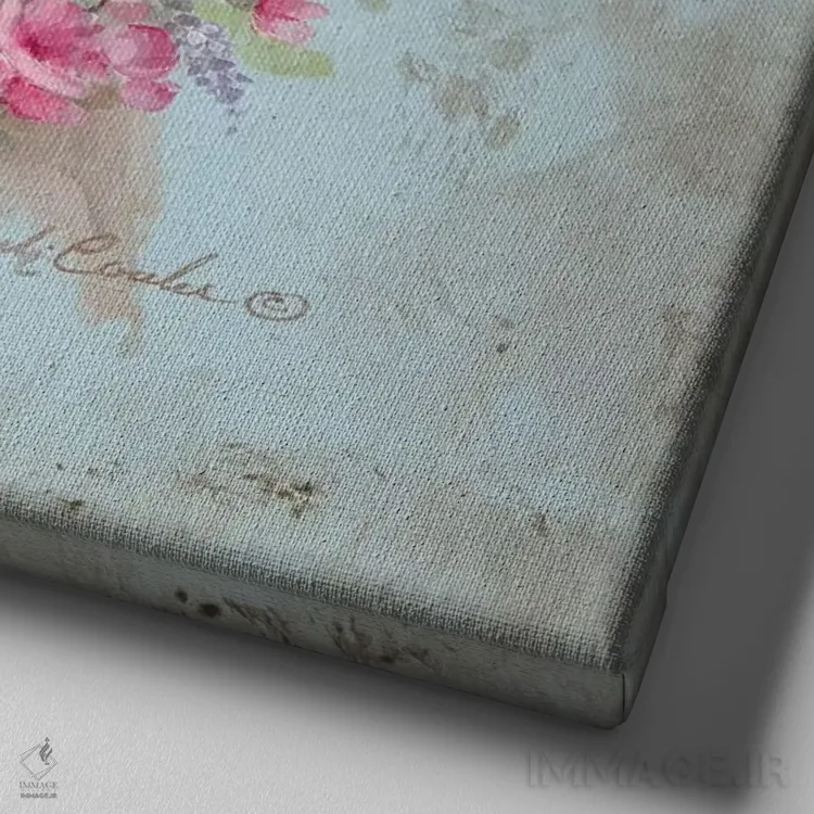 تابلو خرگوش با تاج گل اثر دبی کولز - نمای نزدیک بافت بوم