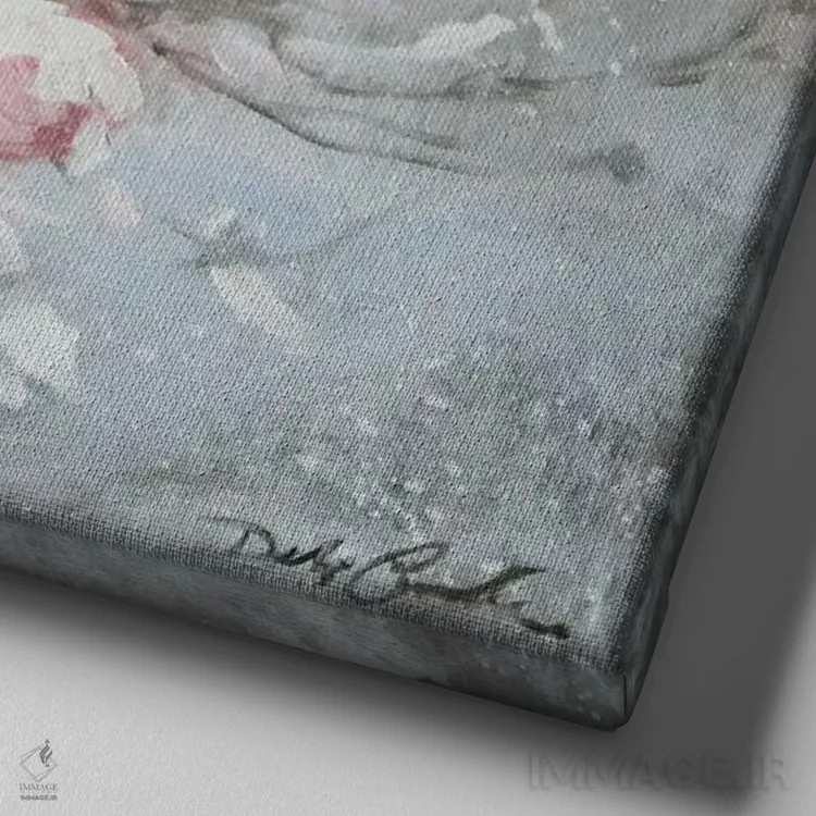 تابلو سرخ شدن ۱ اثر دبی کولز - نمای نزدیک بافت بوم