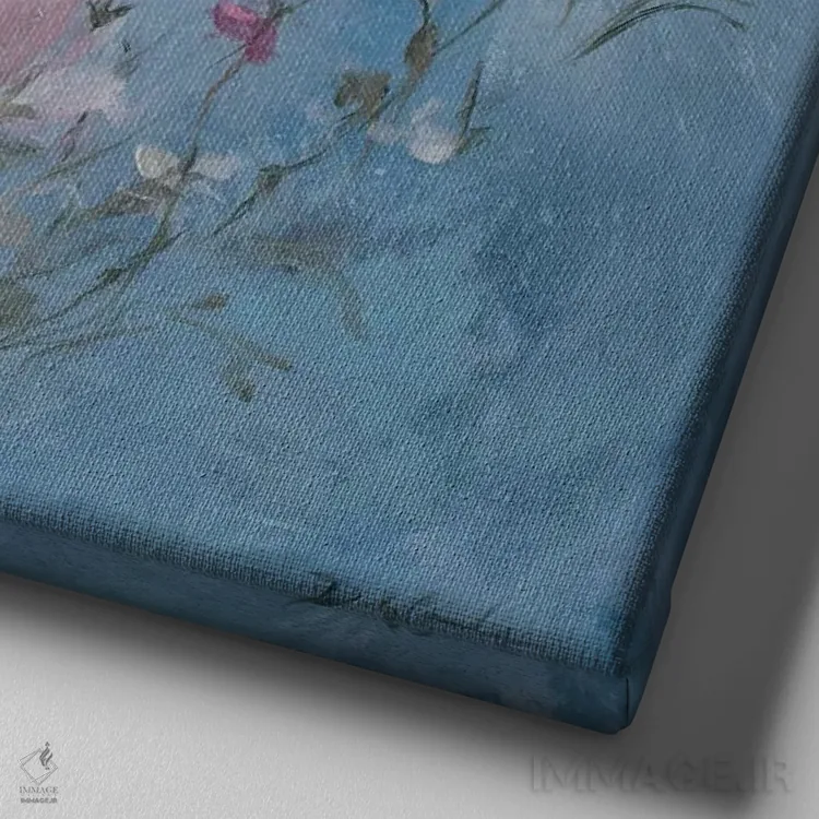 تابلو رز مهتابی اثر دبی کولز - نمای نزدیک بافت بوم