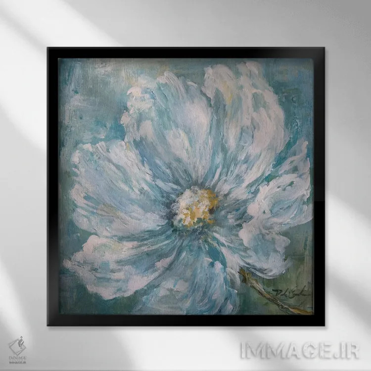 تابلو کیهان در کنار دریا ۲ (گل یا جهان) اثر دبی کولز - نمای قابدار مشکی