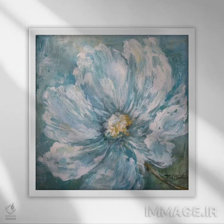 تابلو کیهان در کنار دریا ۲ (گل یا جهان) اثر دبی کولز - نمای قابدار سفید