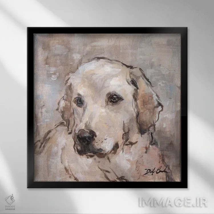 تابلو لابرادور دوست داشتنی (سگ) اثر دبی کولز - نمای قابدار مشکی