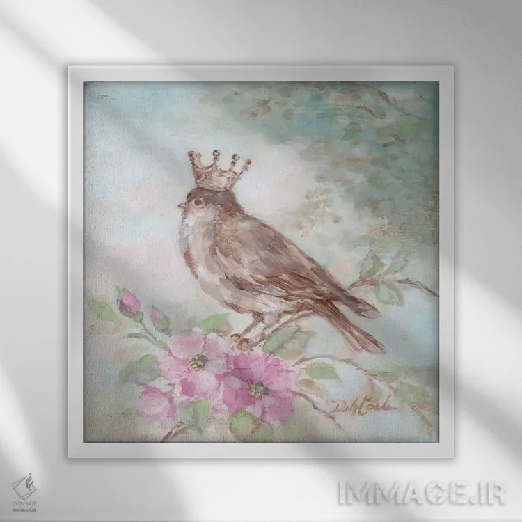 تابلو تاج و پر فرانسوی ۱ اثر دبی کولز - نمای قابدار سفید