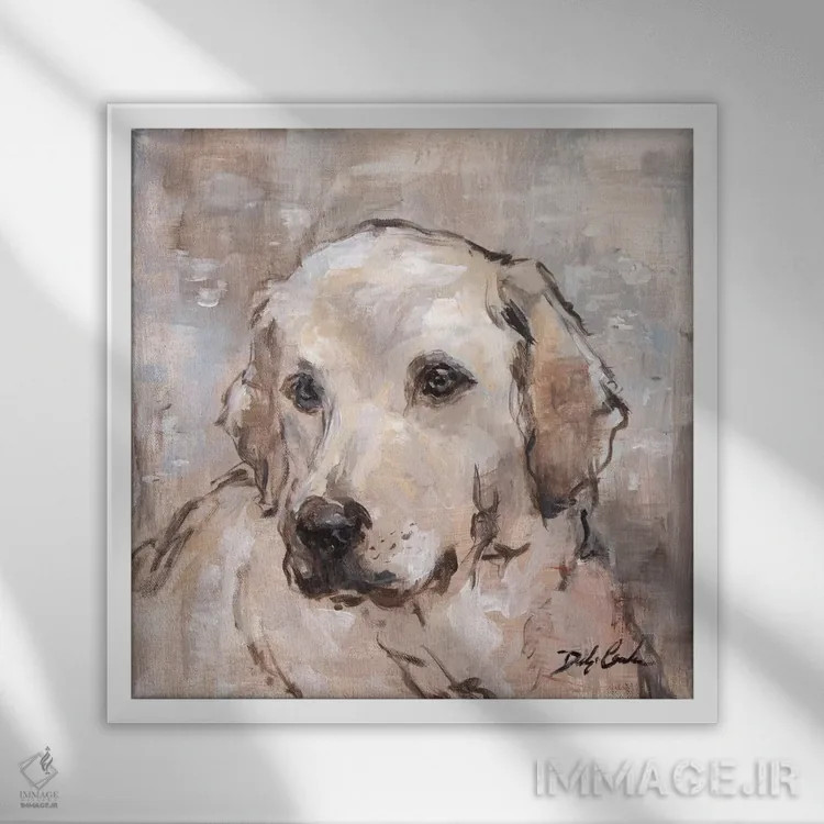 تابلو لابرادور دوست داشتنی (سگ) اثر دبی کولز - نمای قابدار سفید