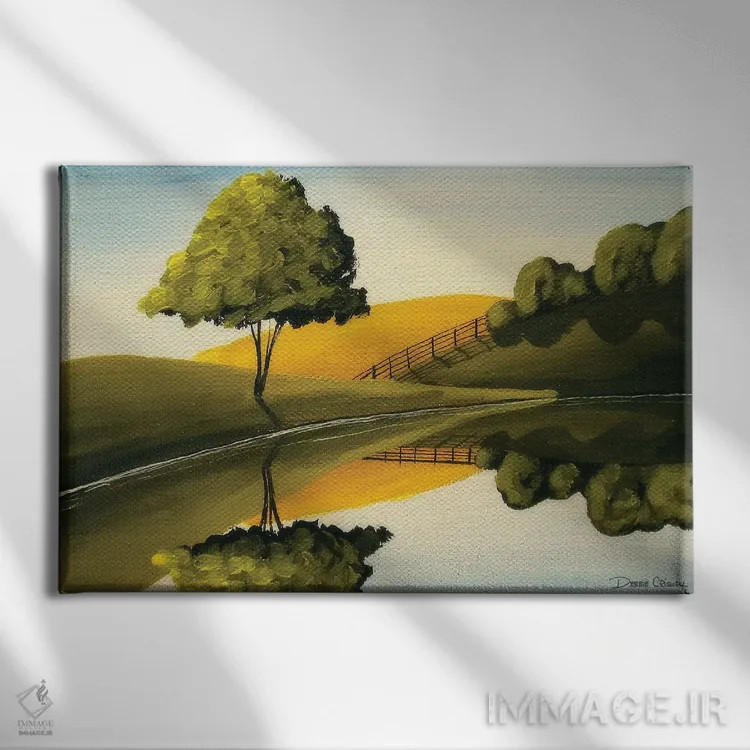 تابلو کرانهٔ دریاچه اثر دبی کریسول - نمای روبهرو روی دیوار