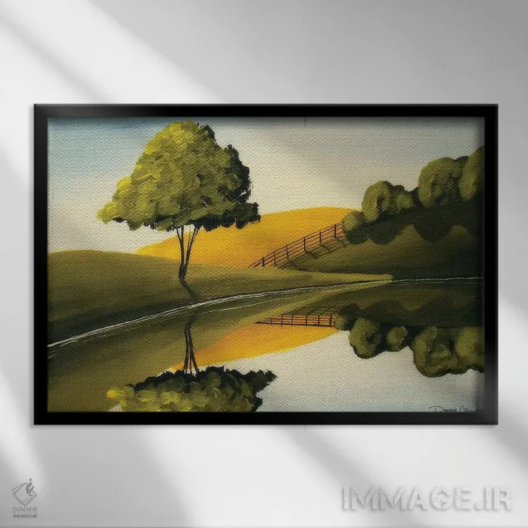 تابلو کرانهٔ دریاچه اثر دبی کریسول - نمای قابدار مشکی
