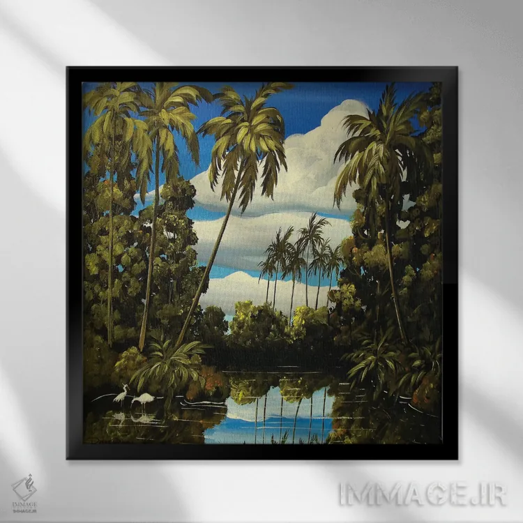 تابلو تالاب گرمسیری اثر دبی کریسول - نمای قابدار مشکی