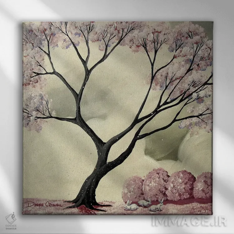 تابلو خرگوشهای سفید اثر دبی کریسول - نمای روبهرو روی دیوار