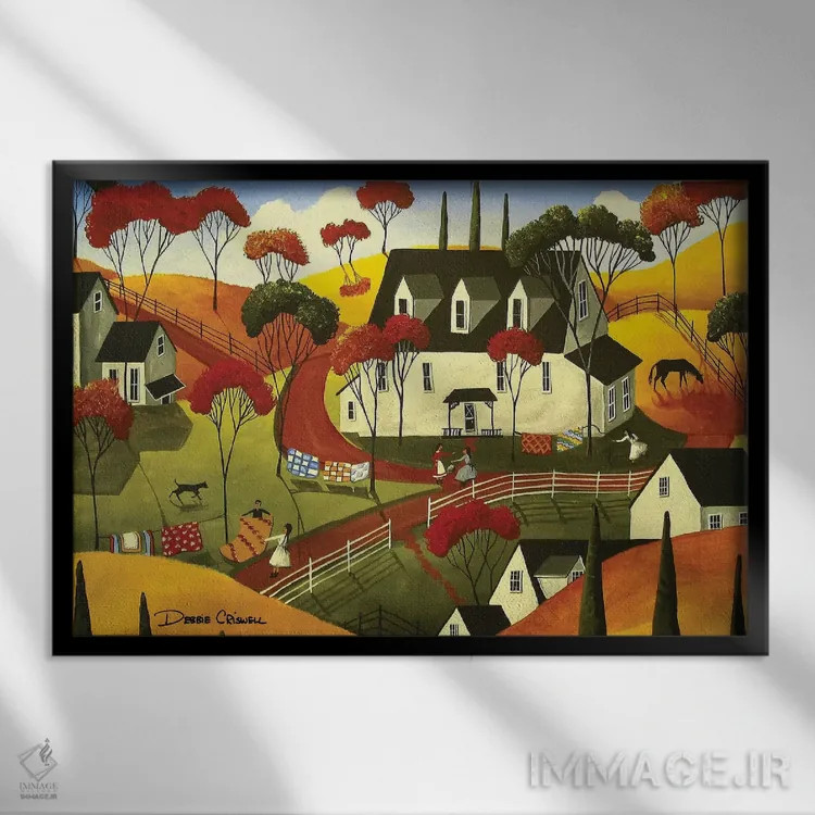 تابلو لحافهای روستایی اثر دبی کریسول - نمای قابدار مشکی