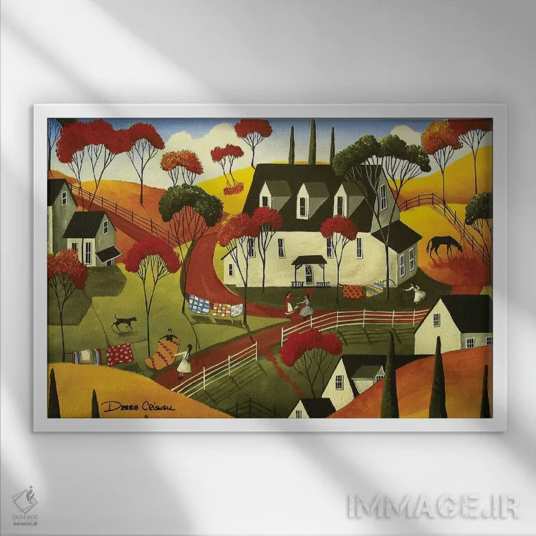 تابلو لحافهای روستایی اثر دبی کریسول - نمای قابدار سفید